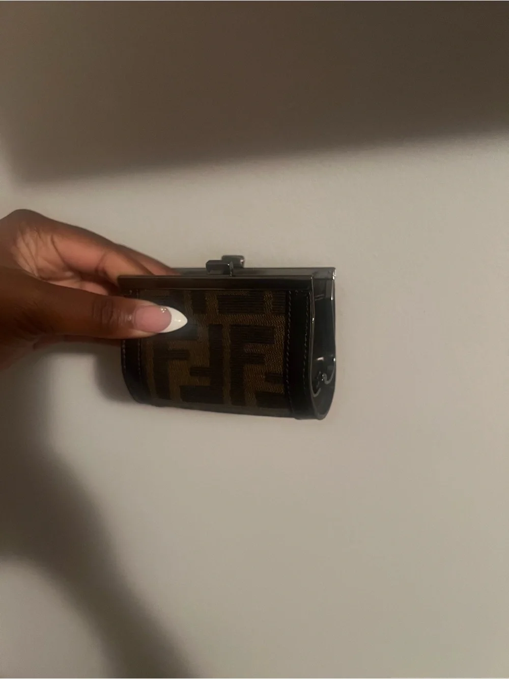 Fendi Zucca Brown & Black FF Logo kiss lock claps Wallet